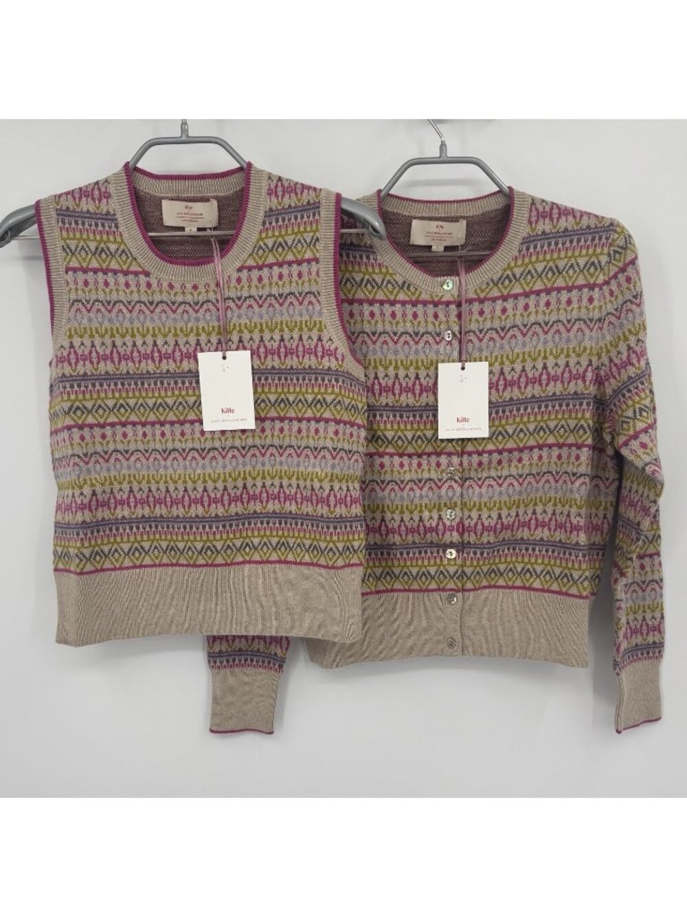 Kilte Collection Goldie Fair Isle Shell Tank & Cardigan Sweater Matching Set XS